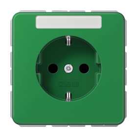 JUNG Штепсельная розетка SCHUKO 16A 250V~ с защитой от детей и полем для надписи, зеленая