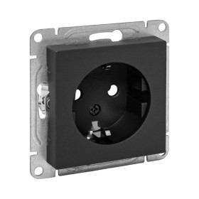 EKF Эпика Механизм розетки, 16А, с заземлением, без шторок, чёрный.