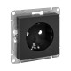 Механизм розетки, 16А, с заземлением, без шторок, чёрный Эпика EKF