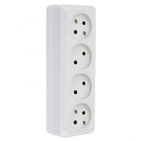 EKF PROxima Рим Розетка 4-местная 10А без заземления белая.