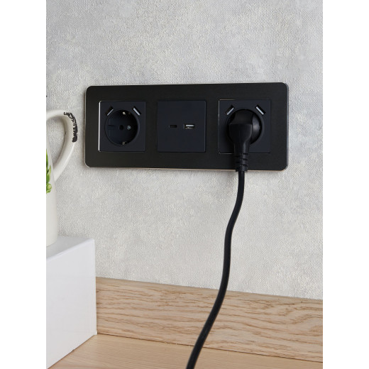 BRITE Роз. с з/к/ш 16А с USB A+A 3,1А РЮш10-2-БрГ граф. IEK