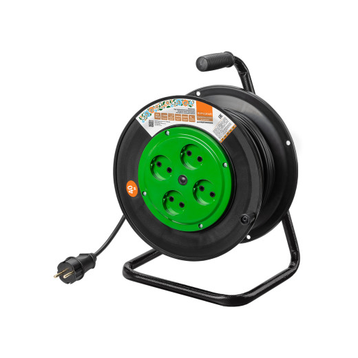 Удлинитель на катушке силовой народный 4 гнезда ПВС 3500 Вт б/з, 40м