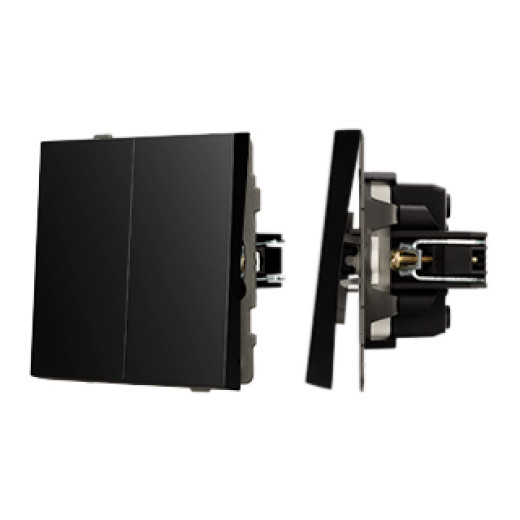 Механизм выключателя двухклавишный проходной SWT-TENDO-MKP2-PL-BK (230V, 10A) (Arlight, Черный)