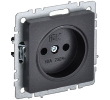 IEK BRITE BASE Черный Розетка 1-м б/з без защ штор 10А РС10-1-0-БрЧ