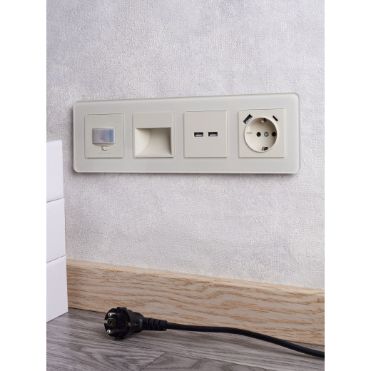 BRITE Роз. с з/к/ш 16А с USB A+C 18Вт РЮш11-1-БрКр беж. IEK