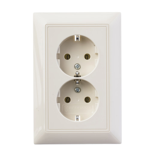 Розетка SCHUKO 16А 250В, двойная, Basic 55, слоновая кость