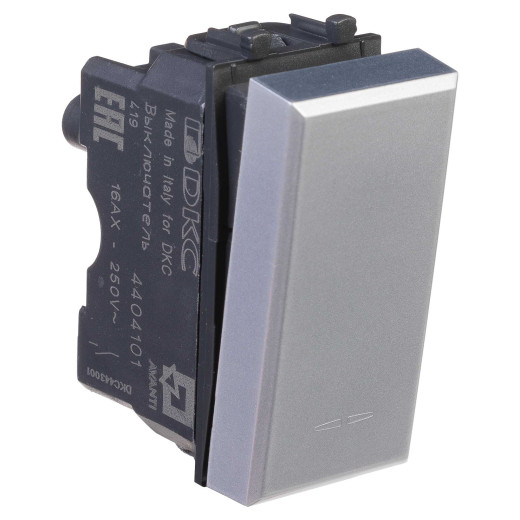 Выключатель модульный, Avanti, закаленная сталь, 1 модуль