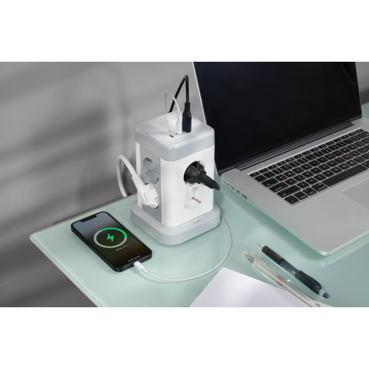 DOMINIC Удлинитель У08K 1,5м 3х1мм2 USB A+C 20Вт сер IEK