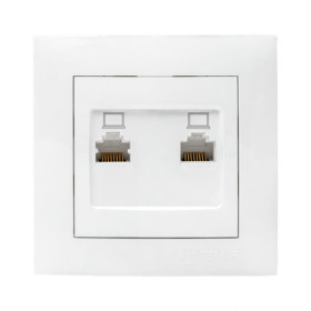 EKF PROxima Валенсия розетка компьютерная RJ-45 2-местная белая.
