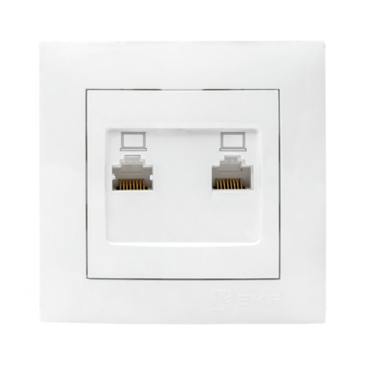 Валенсия розетка компьютерная RJ-45 2-местная белая EKF PROxima