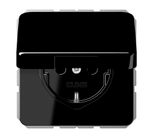 JUNG Штепсельная розетка SCHUKO 16A 250V~ с защитой от детей и крышкой, черная
