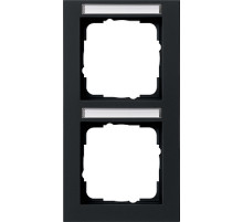 Gira E2 Черный Рамка 2-ая вертикальная с полем для надписи
