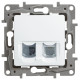 Розетка двойная RJ11+RJ45 категория 5e UTP - Legrand Etika - белый