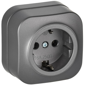 IEK GLORY Роз. с з/к без з/ш о/у 16А РС20-3-ХСм сталь м.