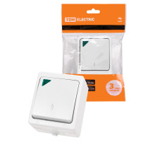 TDM Переключатель на 2 направления 1-кл. с подсветкой открытой установки IP54 10А белый 