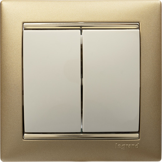 Выключатель двухклавишный - Legrand Valena - 10А 250В схема 5 безвинтовые зажимы - слоновая кость