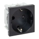 Розетка 45x45 с зазем., с защ. шторками, 90 градусов, черная, матовая EKF