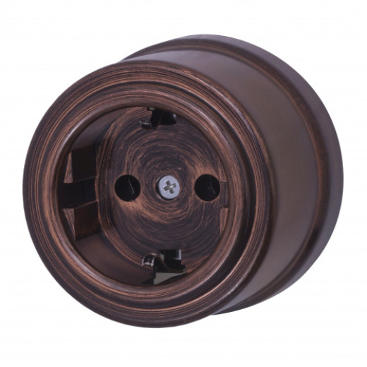 BIRONI Розетка с З.К., пластик, цвет Медный Век