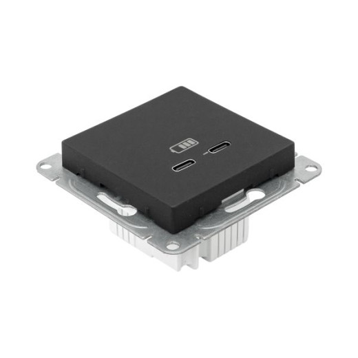 Механизм розетки USB-C - 2шт, чёрный Эпика EKF