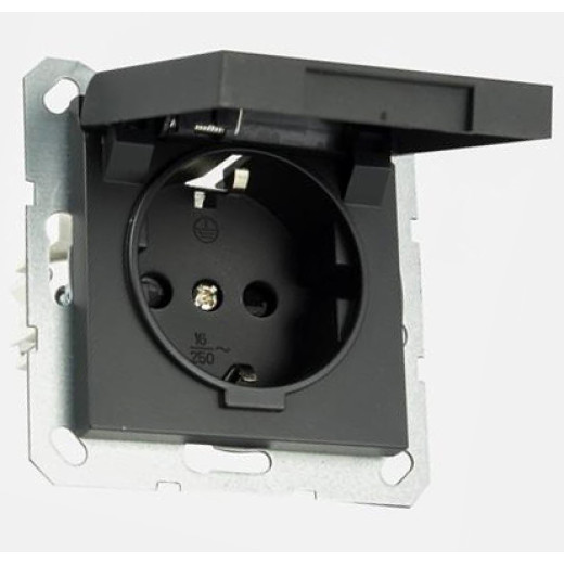 Розетка SHUKO© с крышкой и защитными шторками 16A 250V~ 2P+T, цвет Антрацит