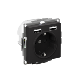 Systeme Electric AtlasDesign Карбон SO + USB Розетка A+A, 5В/2,4А, 2х5В/1,2 А, механизм