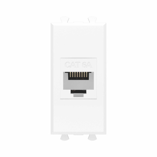 Компьютерная розетка RJ-45 без шторки модульная , кат.6А, Avanti, белое облако, 1 модуль