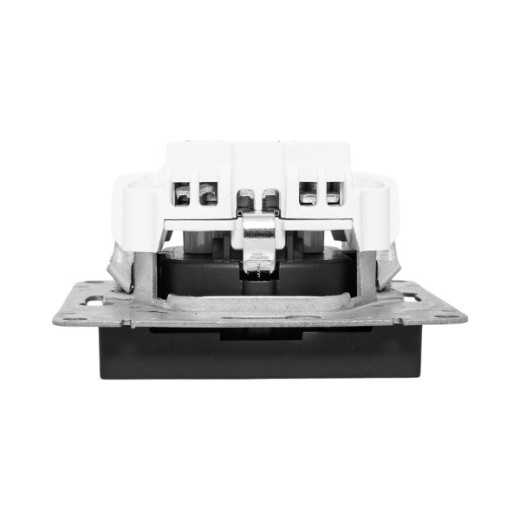 Механизм розетки, 16А, с заземлением, без шторок, чёрный Эпика EKF