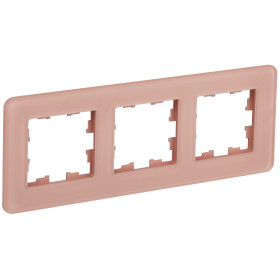 IEK BRITE DECOR Дымчатый матовый стекло скругл.угол Рамка 3-мест. РУ-3-2-Бр RE