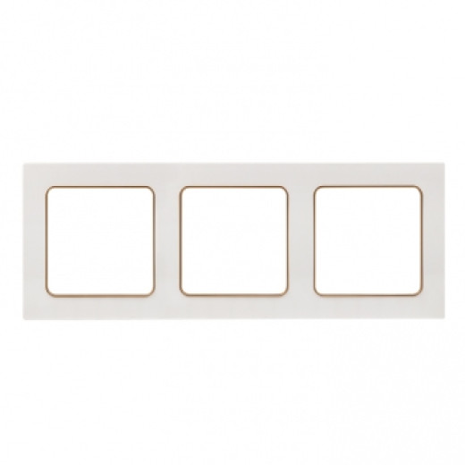 Стокгольм Рамка 3-местная белая с линией цвета шампань EKF PROxima