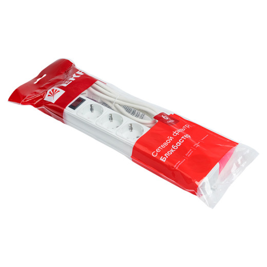 Сетевой фильтр 6*1,8м 16А/3,2кВт с выкл. c/з ПВС 3x1,0 Блокбастер XL EKF PROxima