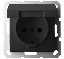 Jasmart G Черный матовый Розетка с/з со шторками с крышкой 16A 250V~