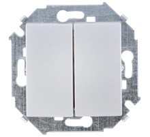 Simon 15 Алюминий Выключатель 2-клавишный проходной (переключатель), 16А, 250В, винт.зажим