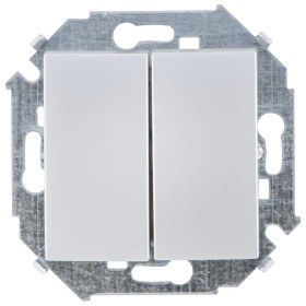 Simon 15 Алюминий Выключатель 2-клавишный проходной (переключатель), 16А, 250В, винт.зажим