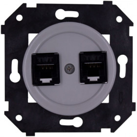 BIRONI Шедель Пластик Титан Розетка 2-ая RJ45 (скрытый монтаж)