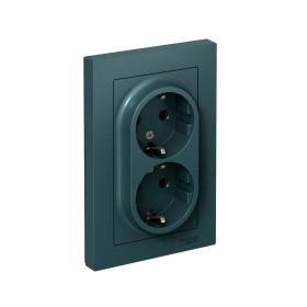Systeme Electric AtlasDesign Изумруд Розетка с/з двойная, со шторками, 16А, в сборе
