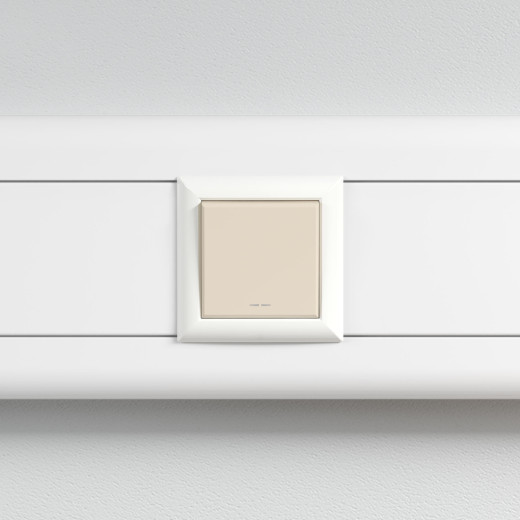 Выключатель одноклавишный модульный, Avanti, ванильная дымка, 2 модуля