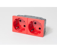 SPL Розетка 2 х 2К+З Нем.Ст. 45 Красная двойная (077272 - SPL - 200010)