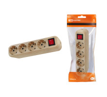 TDM Колодка розеточная 4 гнезда 2П+3 с выключателем16А 250В 