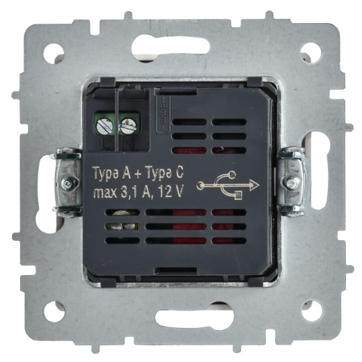 BRITE Роз. USB A+C 18Вт РЮ11-1-БрАБ а/б IEK