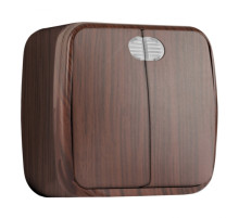 EKF Basic Минск Темное дерево Выключатель 2-кл с индикатором,10А, ОП.