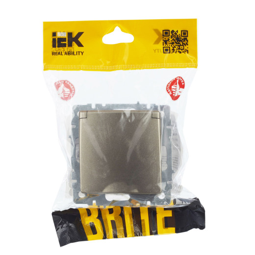 BRITE Роз. с з/к/ш с кр. 16А IP44 РСбш10-3-44-БрШ шамп. IEK