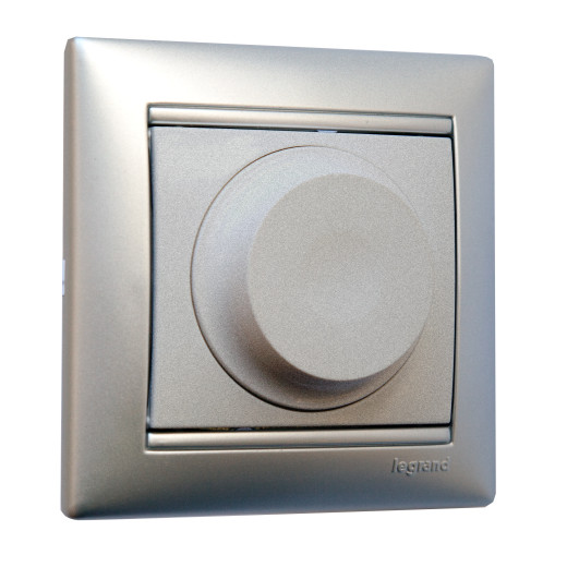 Диммер поворотно-нажимной универсальный LED - Legrand Valena - 300Вт двухпроводной - алюминий