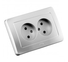 Hegel Мастер внутр Серебро РС16-342-06 Розетка двойная, со шторками