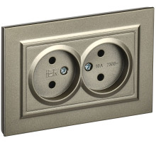 IEK BRITE Шампань Розетка 2-я б/з б/защ.шт. 10А в сборе РС12-2-БрШ