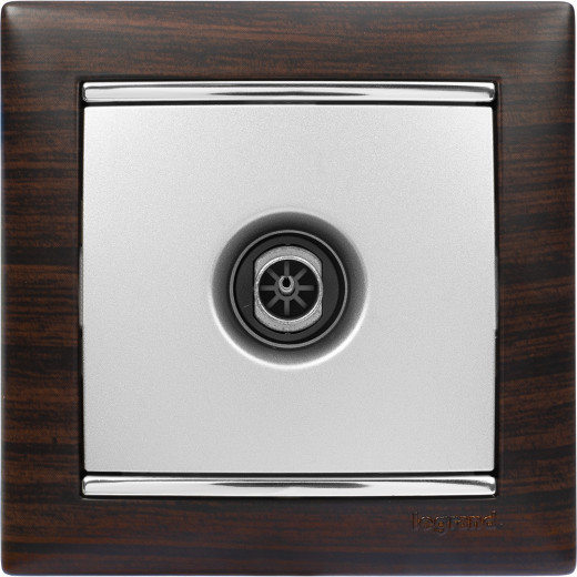 Рамка 1 пост - Legrand Valena - темное дерево/серебряный штрих