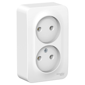 Systeme Electric Blanca наруж Бел Розетка 2-ая б/з без шторок 16А, 250В, изолир. пластина