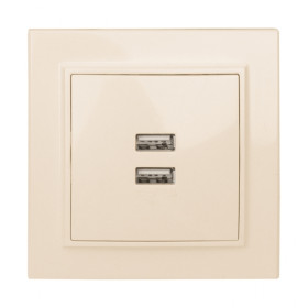 EKF Basic Минск Бежевый Розетка USB 2-ая, 2,1А, СП.