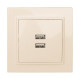 Минск Розетка USB 2-местная СП 2,1А бежевая EKF