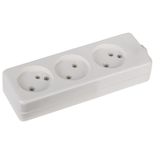 Колодка ЭРА K-3 3 розетки без зазeмления белая