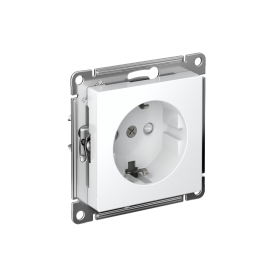 Systeme Electric AtlasDesign Белый Розетка с заземлением со шторками, 16А, мех., быстрозажим. клем.